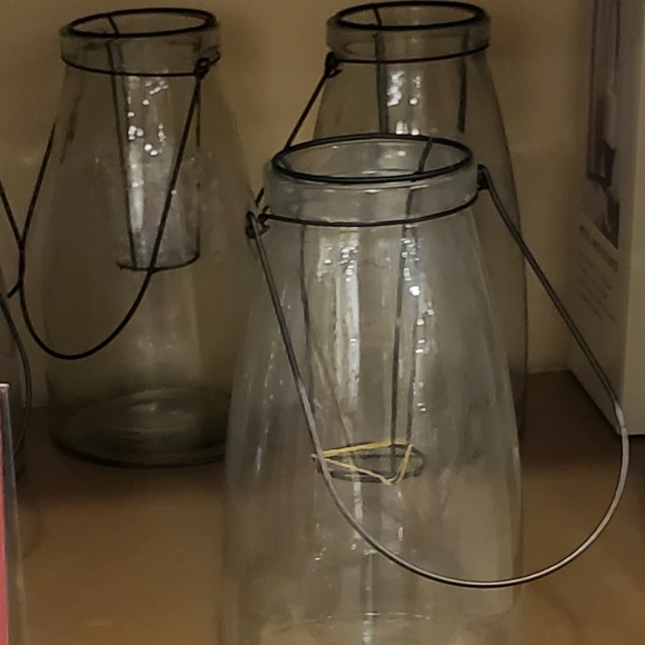 Other - CLEAR GLASS LANTERN WITH METAL TEALIGHT HOLDER